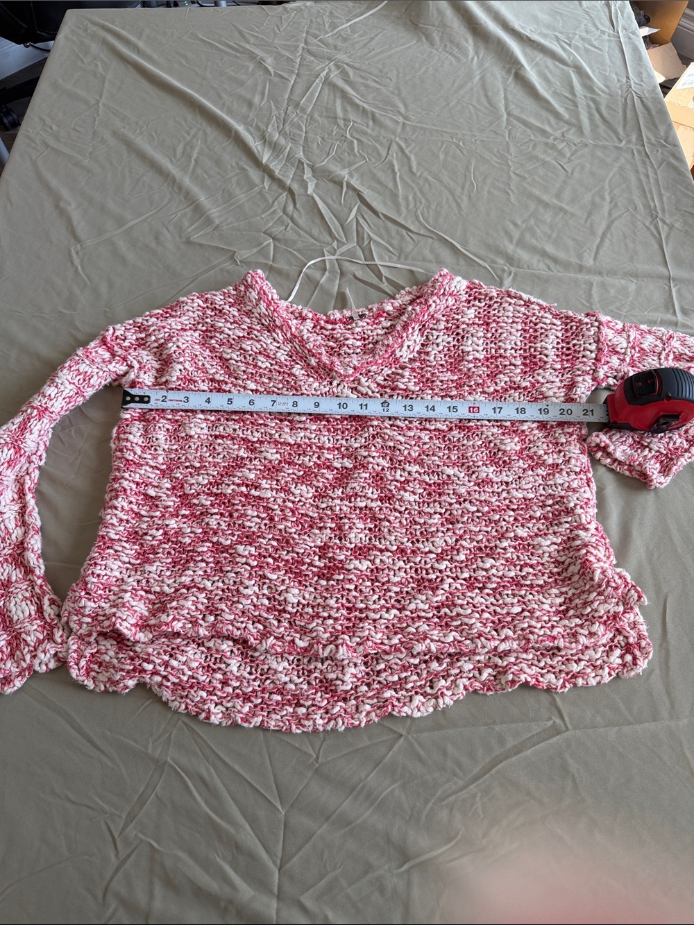 Free People Small Cropped Cozy Marled Pink V-Neck Sweater